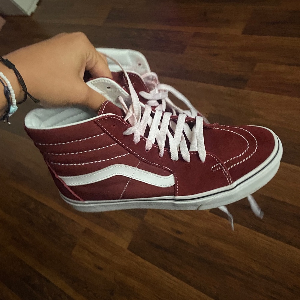 Maroon high top skater vans